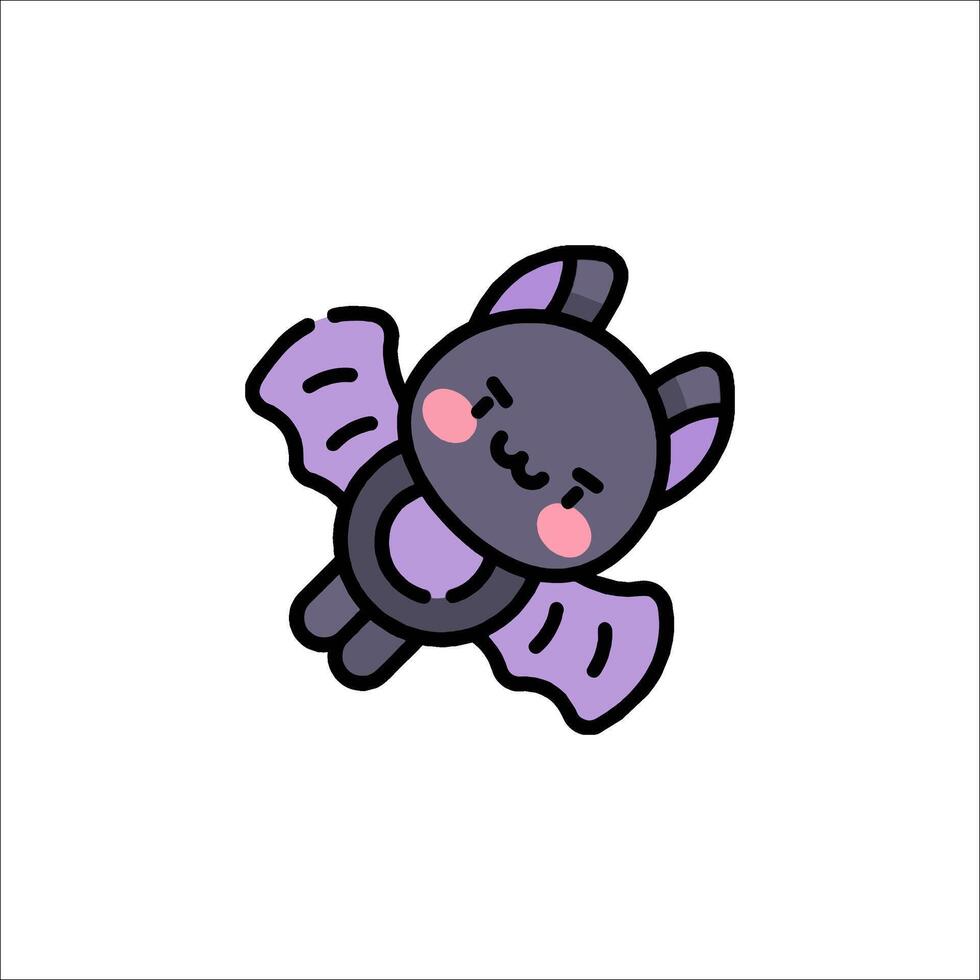 A cute bat with purple wings and pink eyes vector