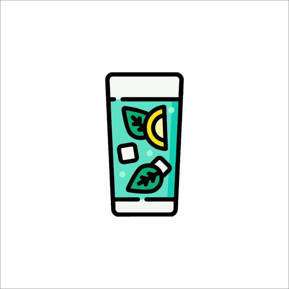 A drink with ice and lemon in it vector