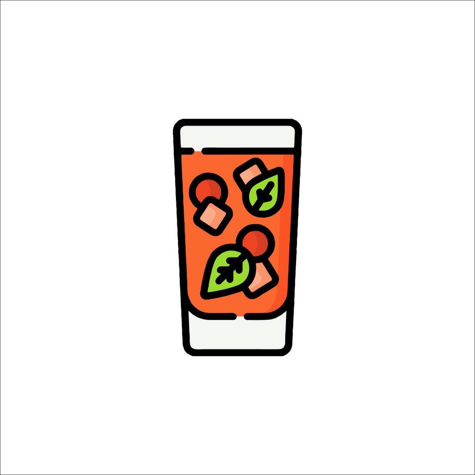 A drink with fruit and leaves in it vector
