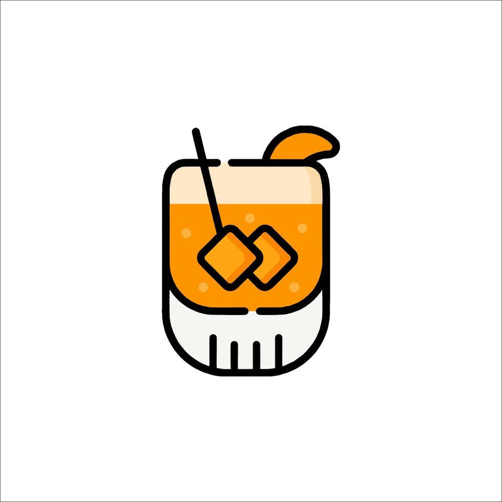 A drink with orange juice and a straw vector
