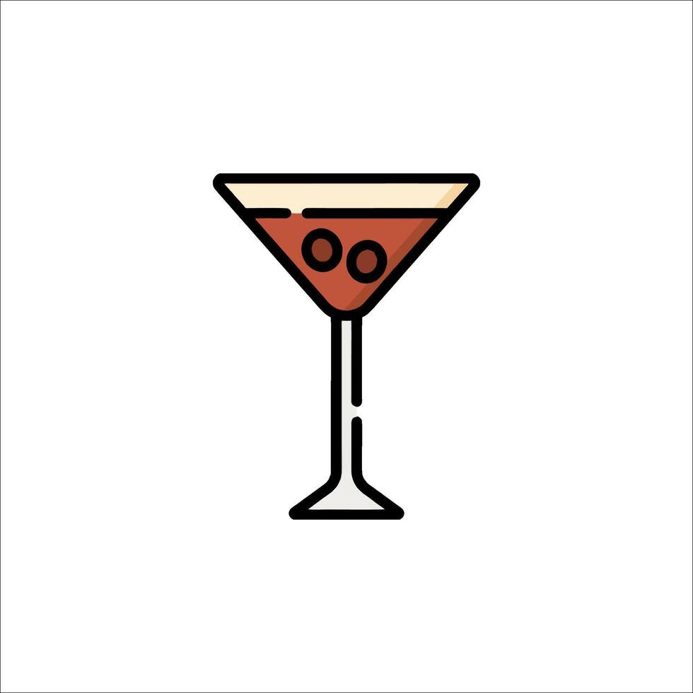 A martini glass with a cocktail in it vector