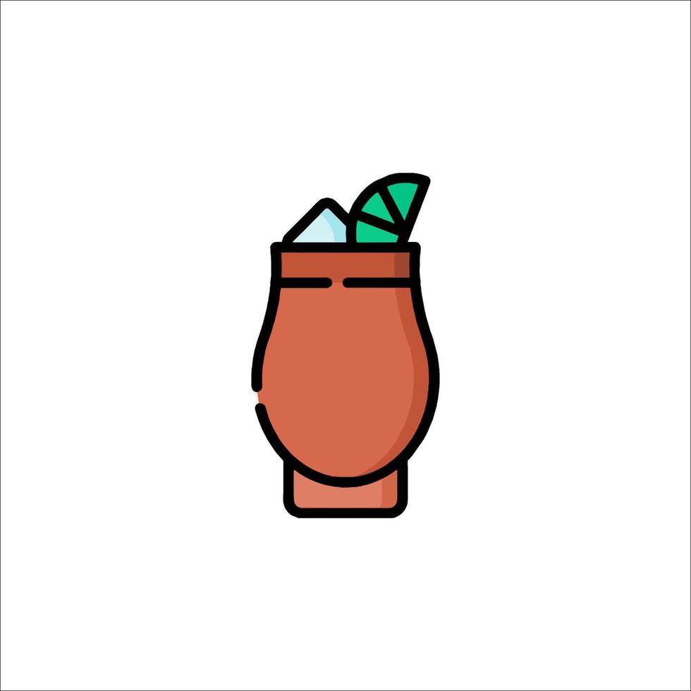 A drink with a green leaf in it vector