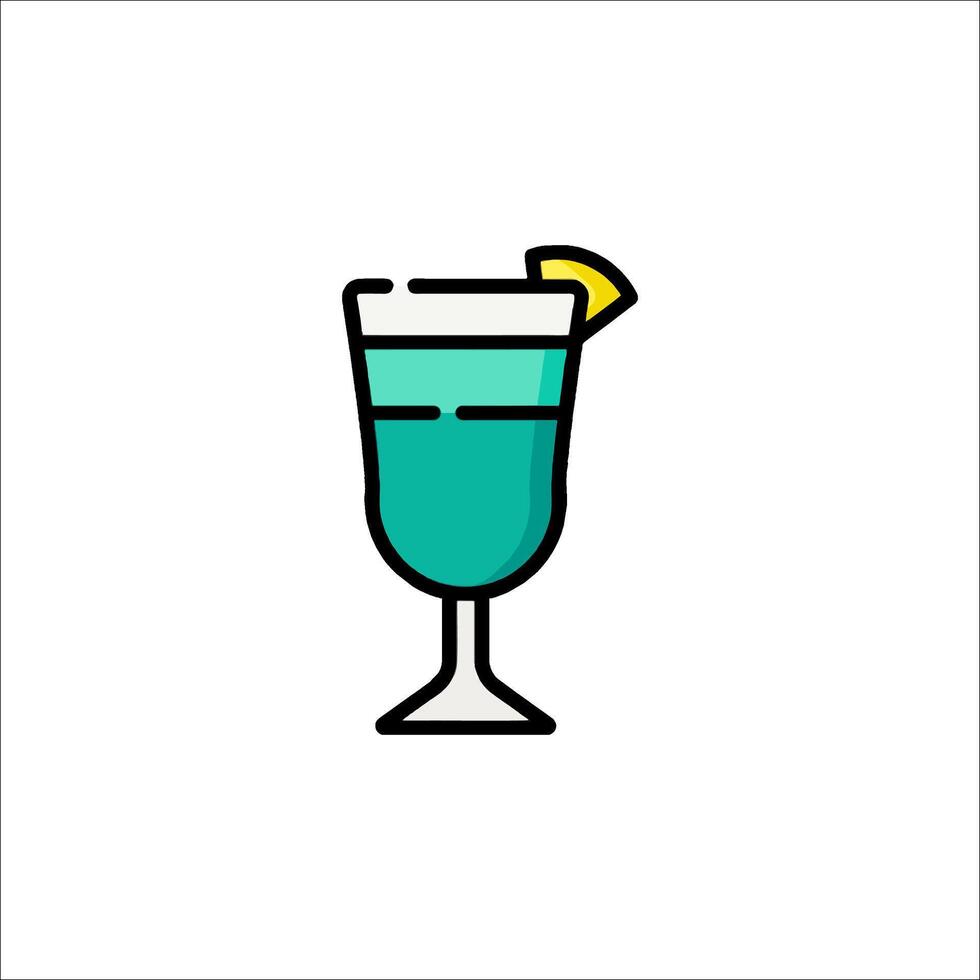 A blue drink with a lemon slice in it vector
