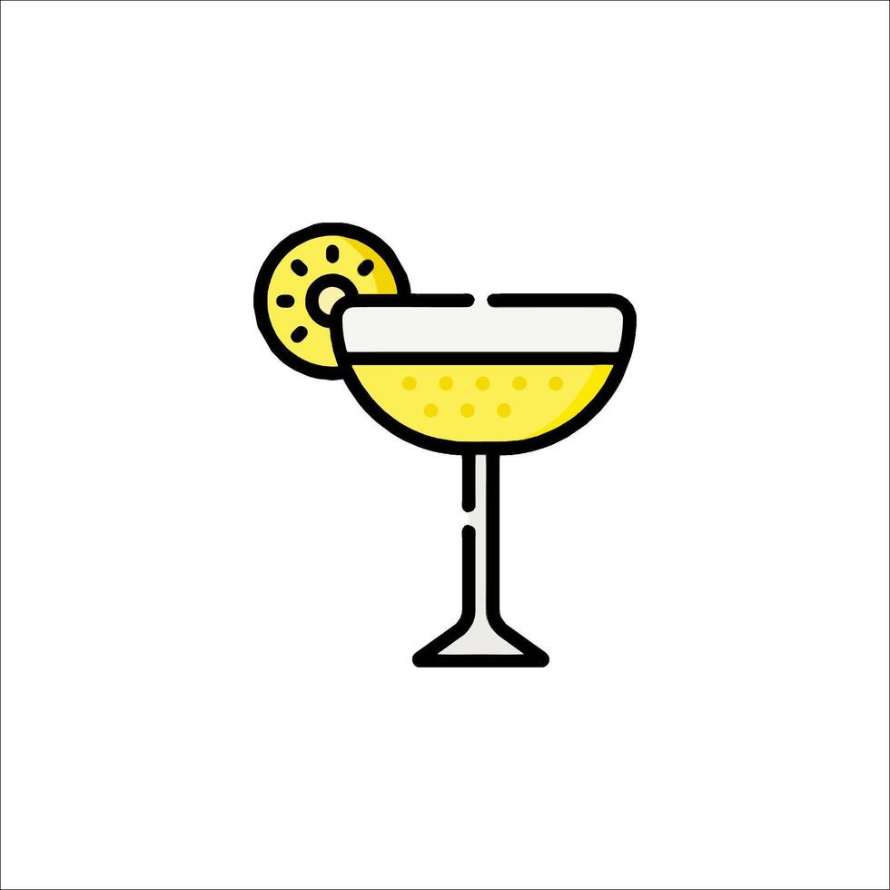 A cocktail with a slice of lemon on the rim vector
