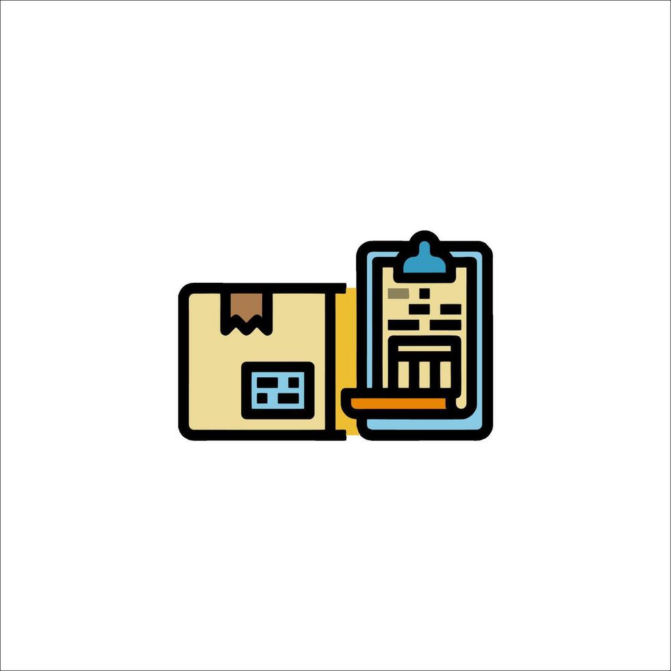 A box with a paper clip and a pen on it vector