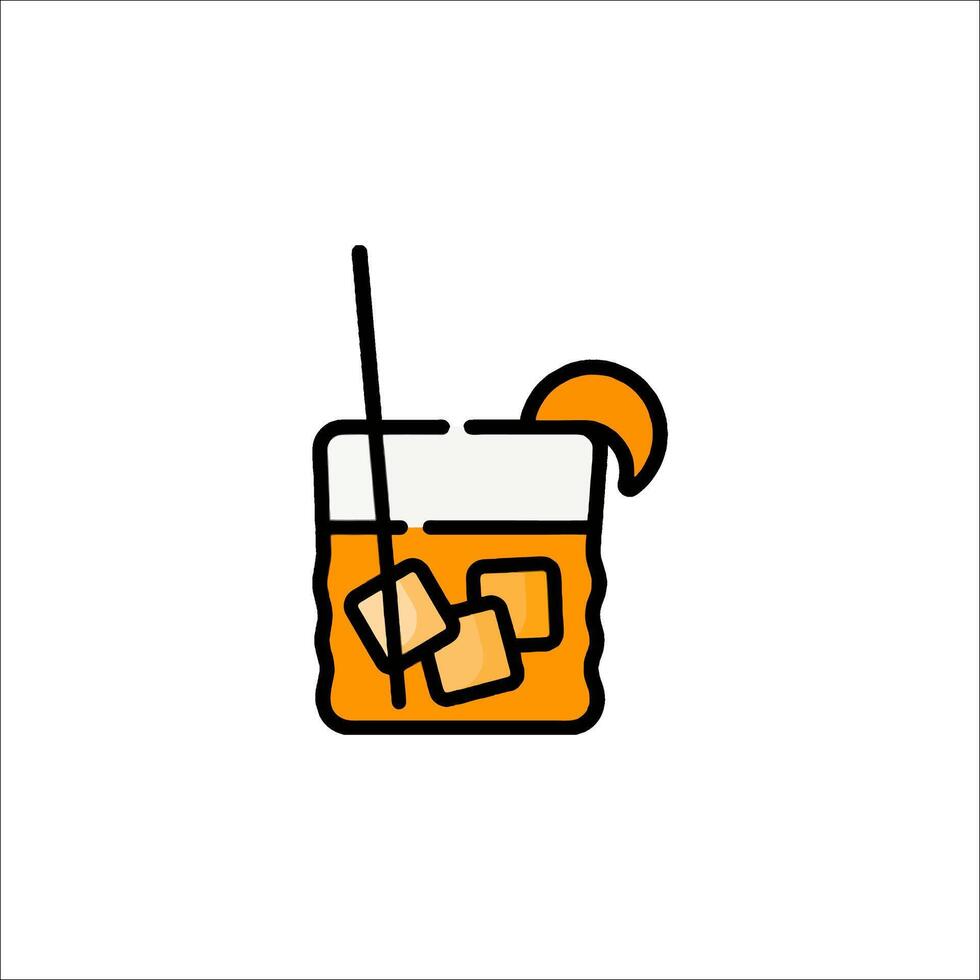 A drink with an orange slice and a straw vector