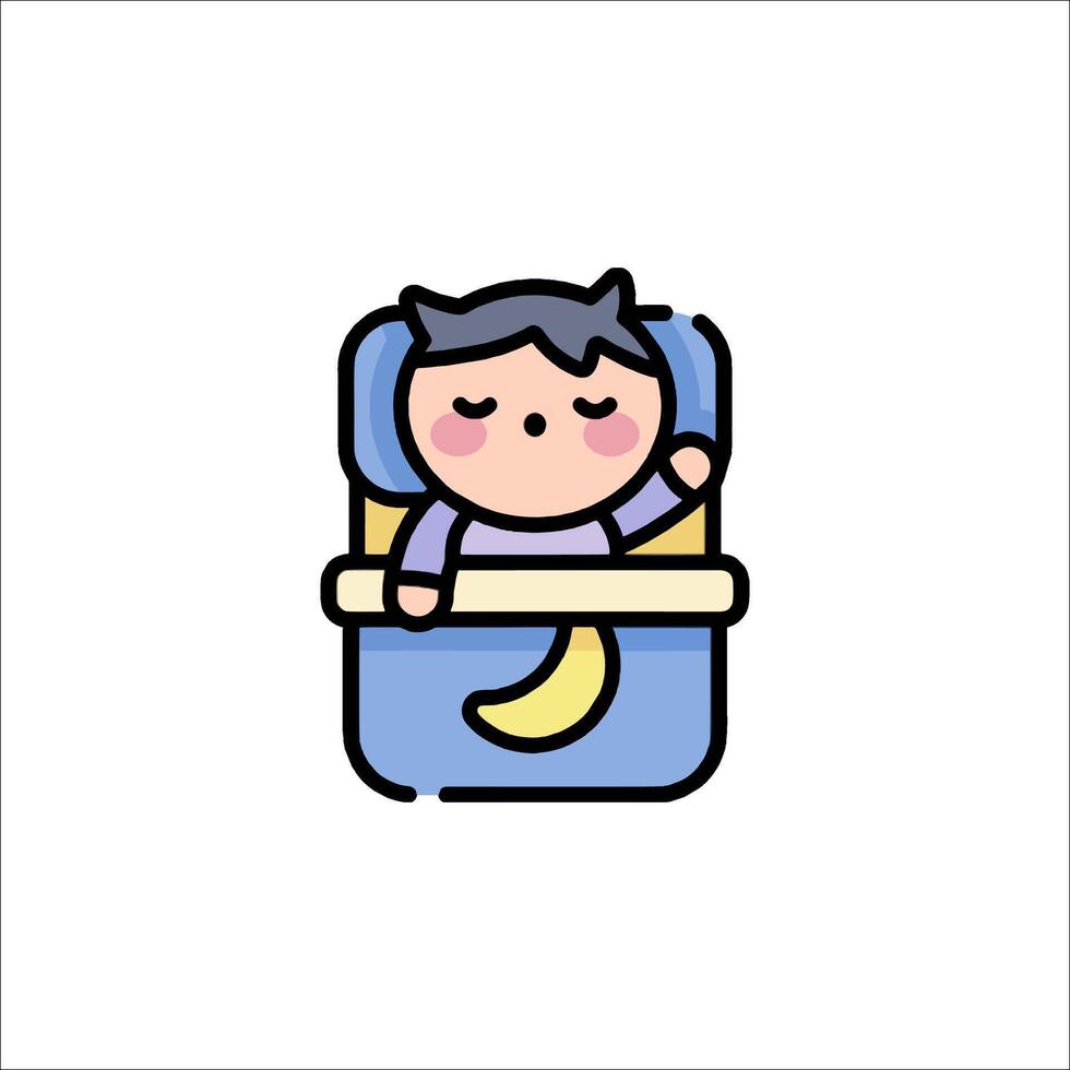A baby in a crib with a banana vector