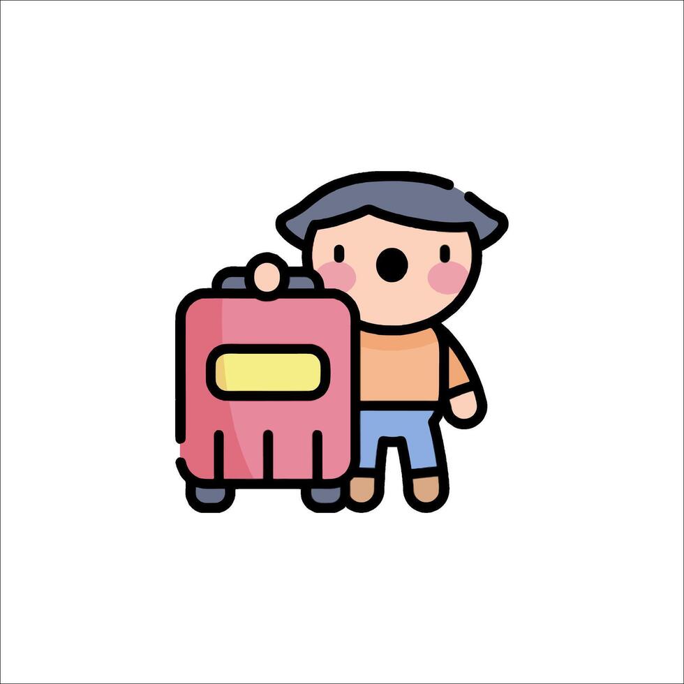 A cartoon man with a suitcase on his back vector