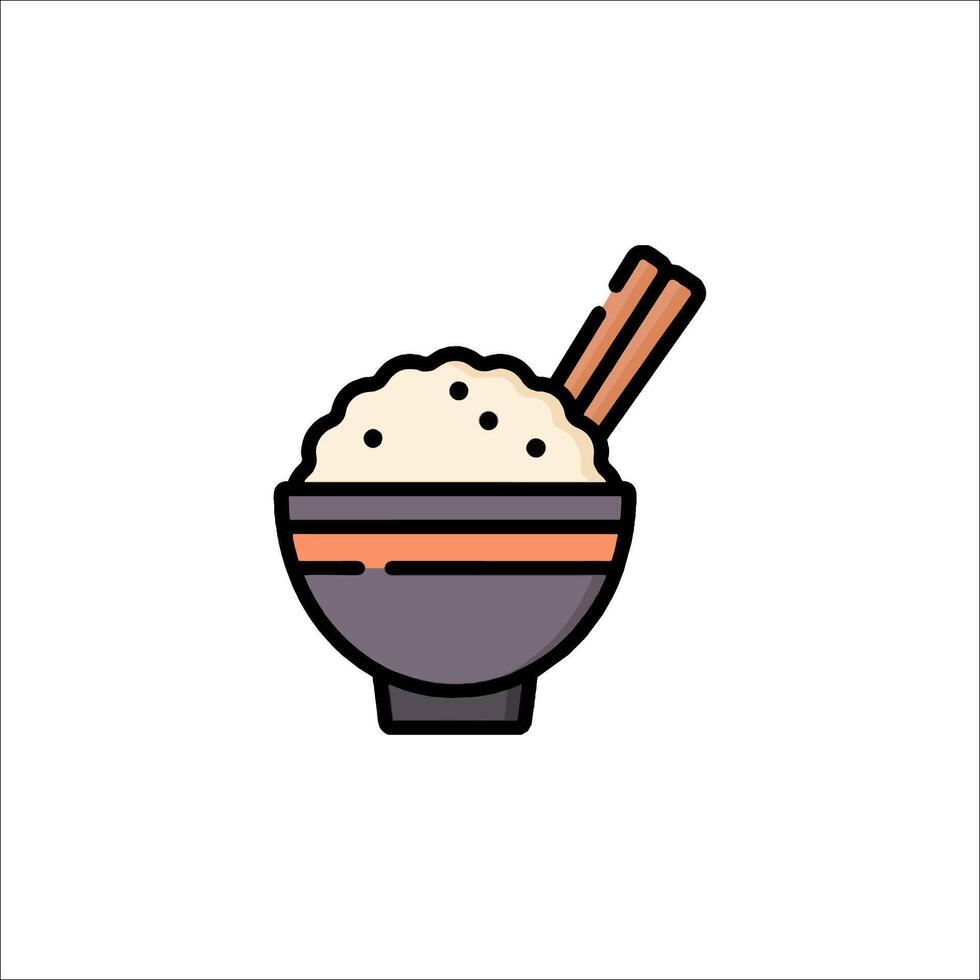 Rice bowl icon with chopsticks in it vector