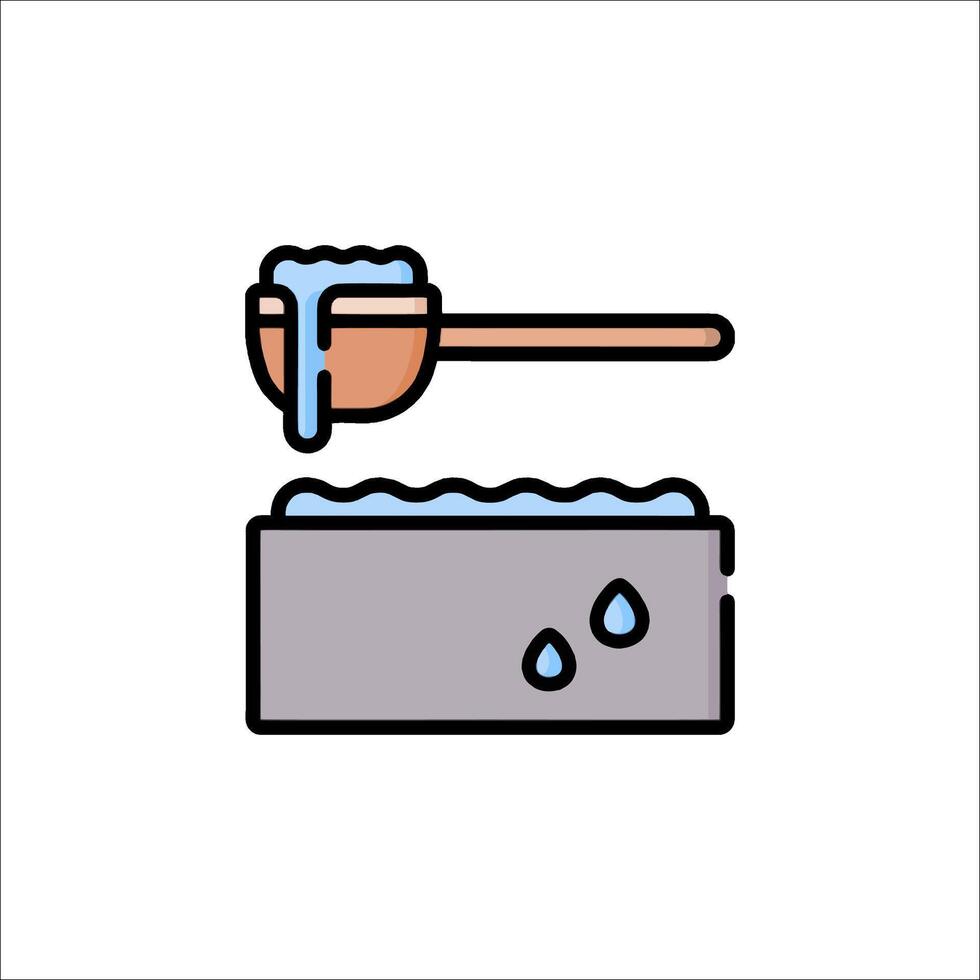 A wooden spoon and a box with water vector