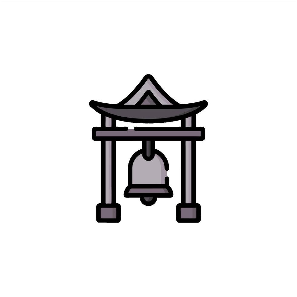 A bell and a pagoda icon on a white background vector