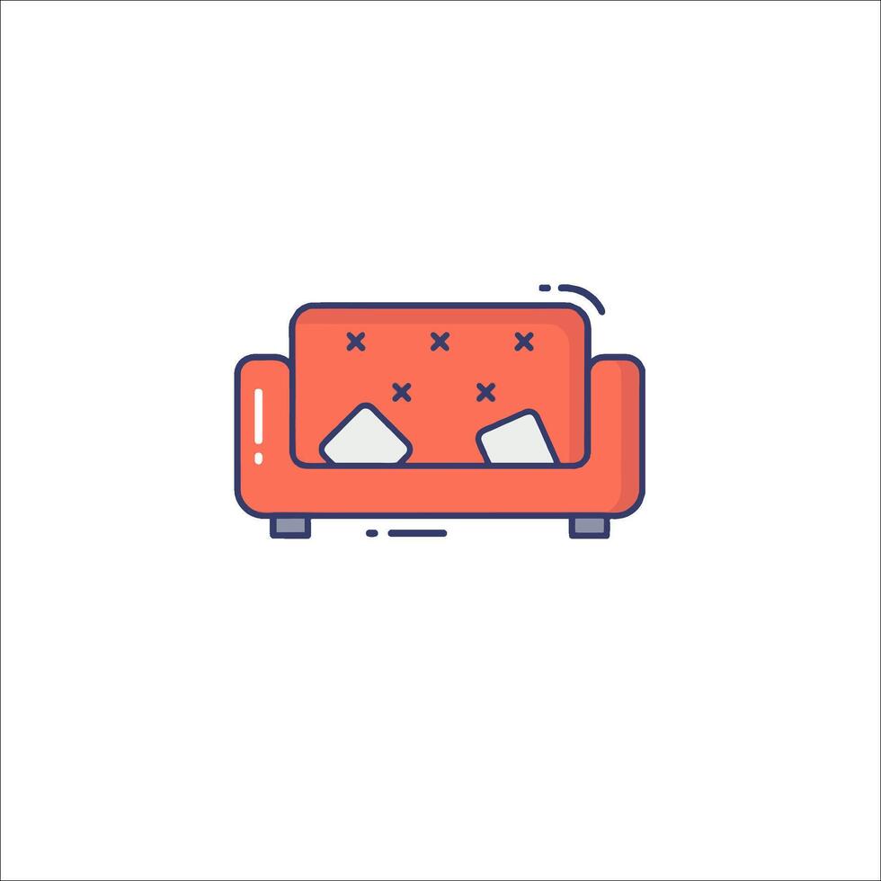 A couch with a broken armrest icon vector