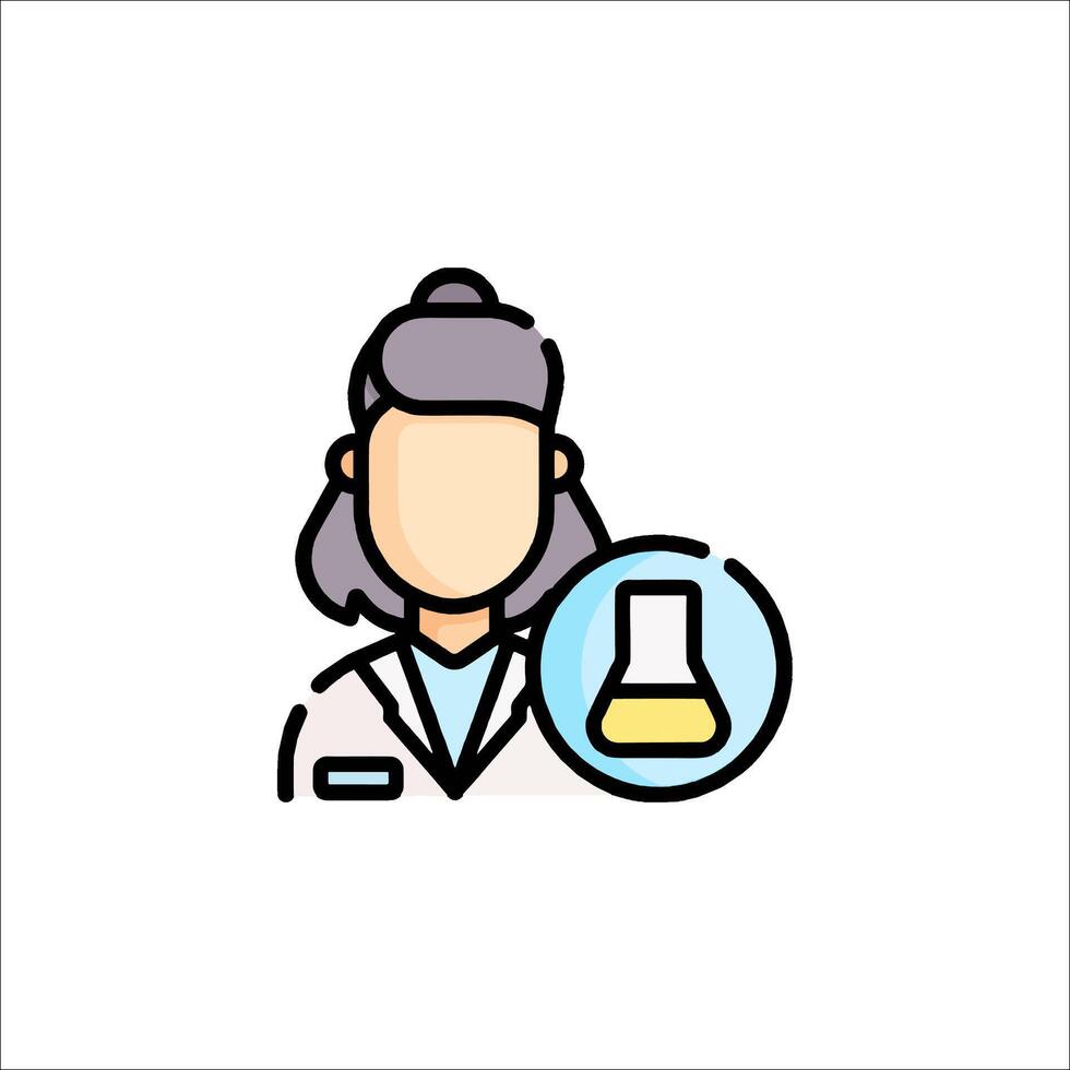 A woman in a lab coat holding a flask vector