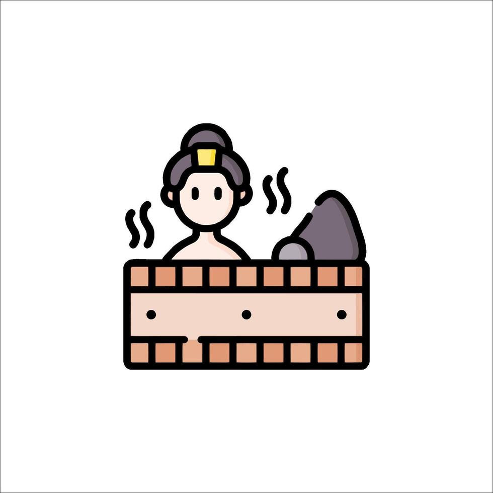 A woman in a hot tub with steam coming out of her head vector