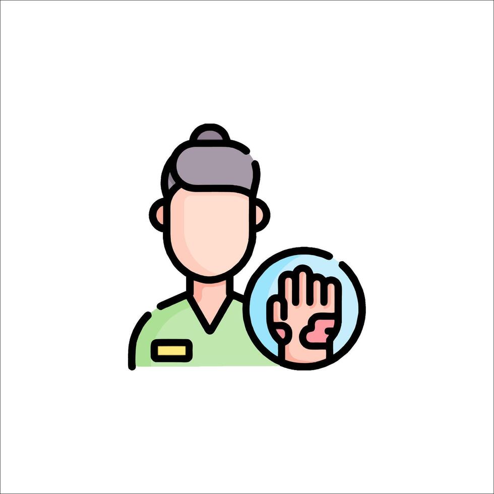 A man with a hand in his hand icon vector