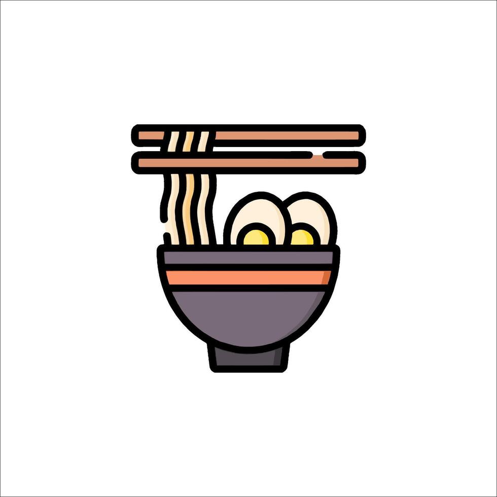 A bowl of noodles with chopsticks on top vector