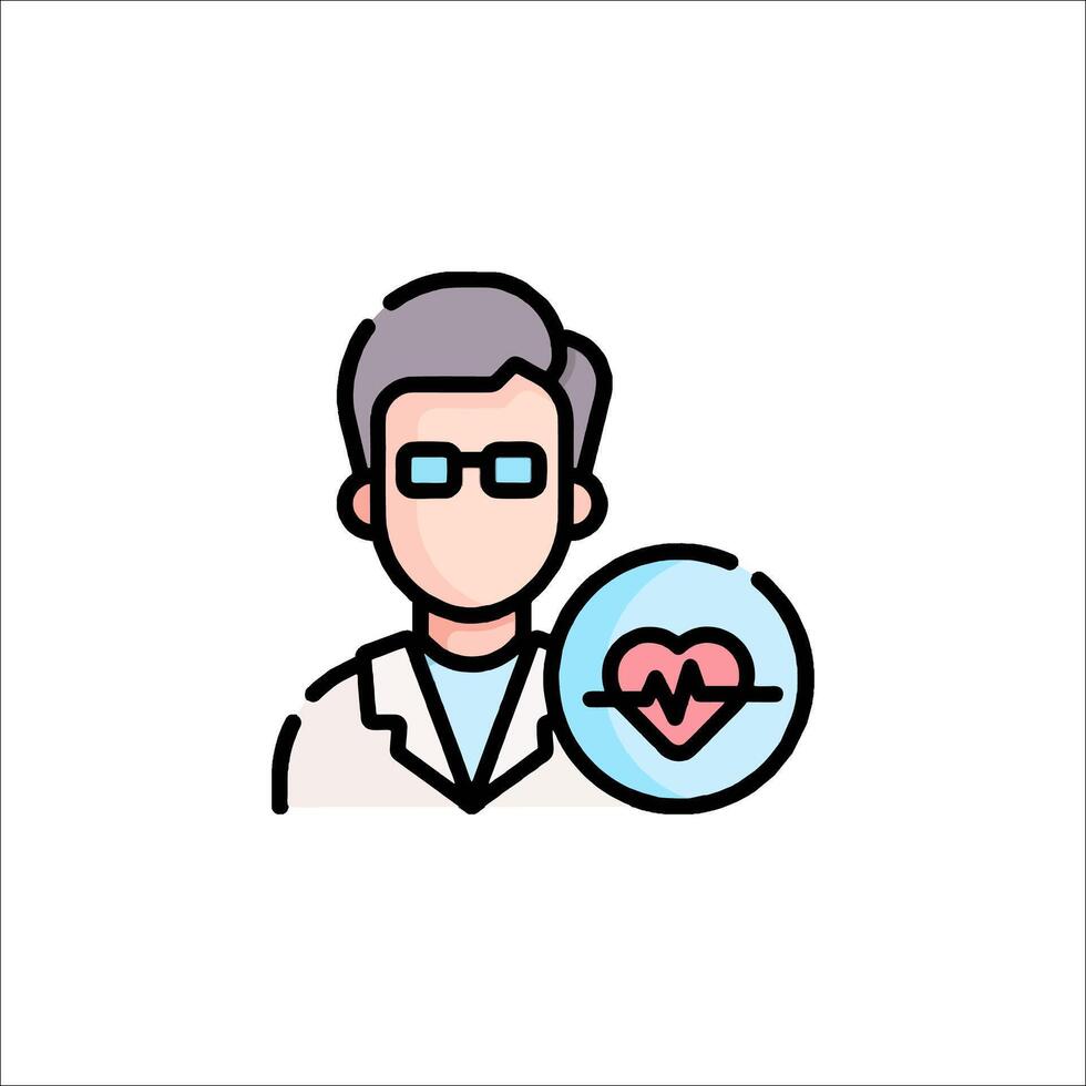 Doctor icon with heart beat illustration vector