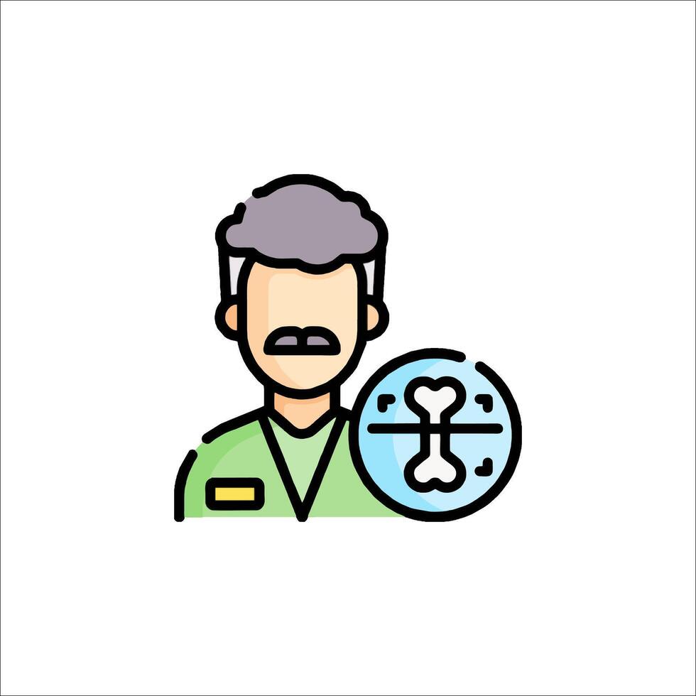 A man with a mustache holding a globe icon vector