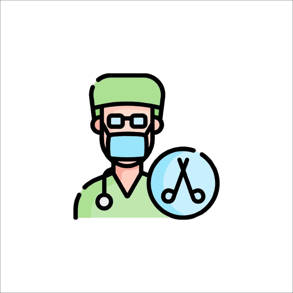 A doctor with a surgical mask and glasses vector