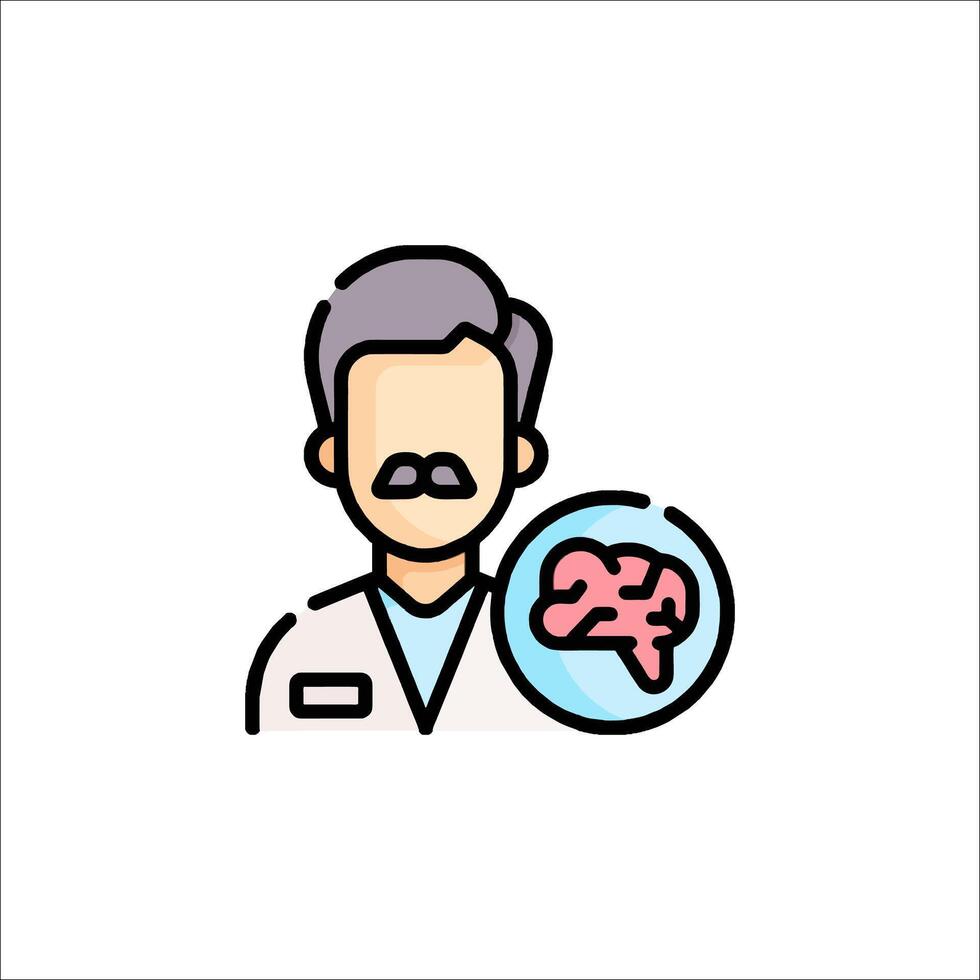 A man with a mustache and glasses holding a brain vector