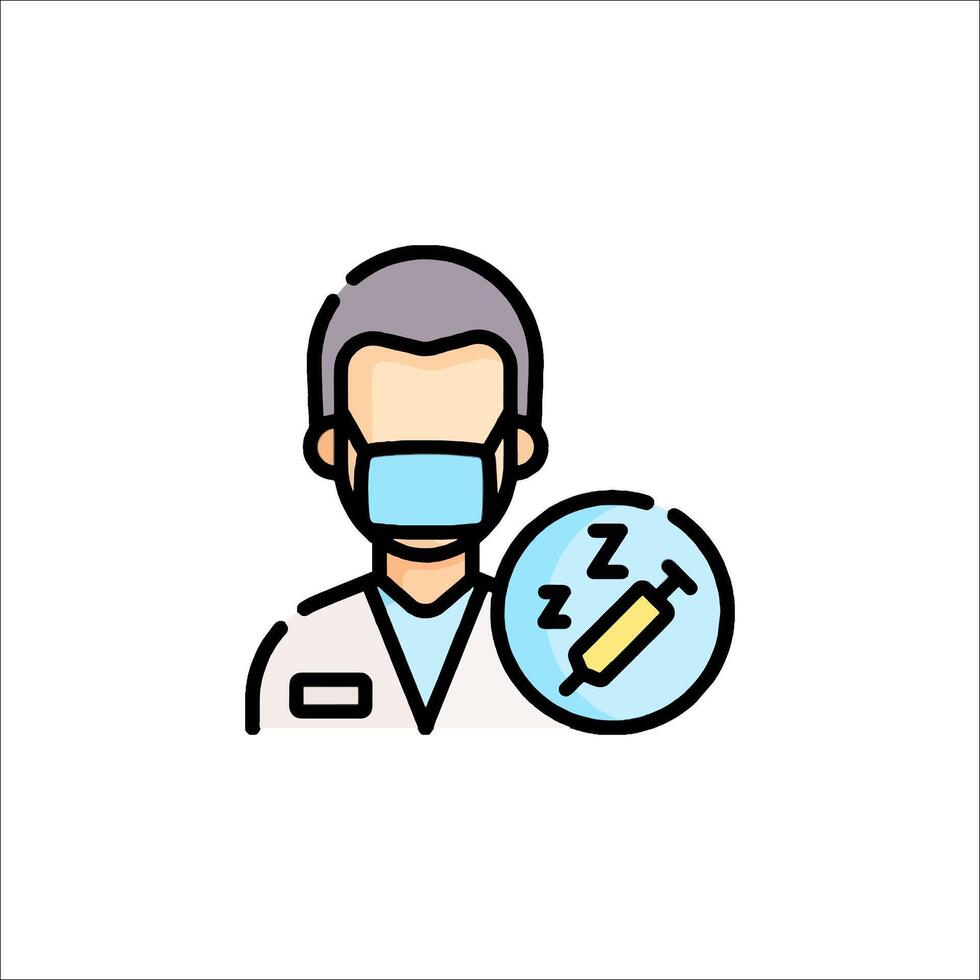 Doctor with mask and syringe icon vector
