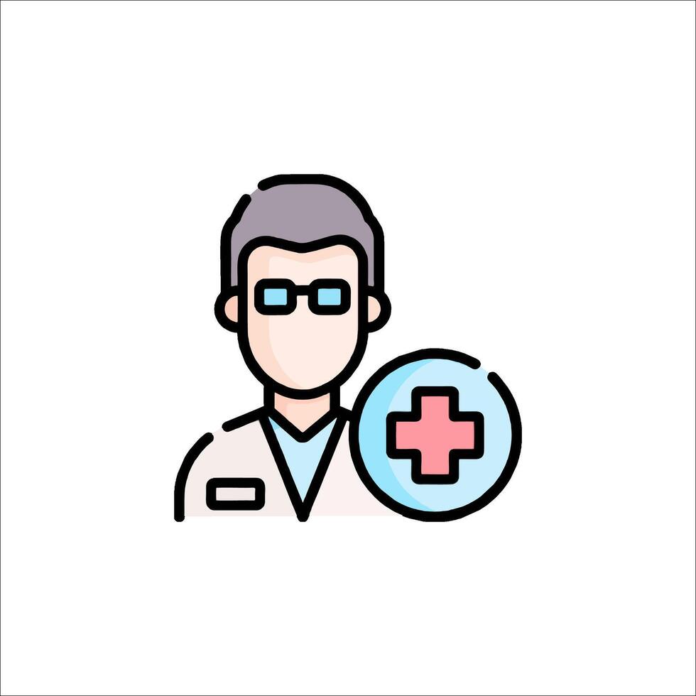 A doctor holding a cross icon vector