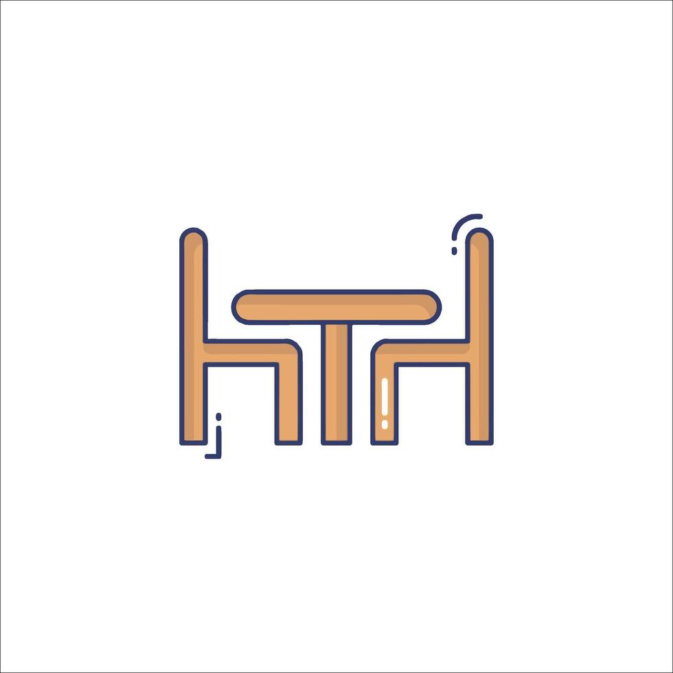 A table and chair icon on a white background vector