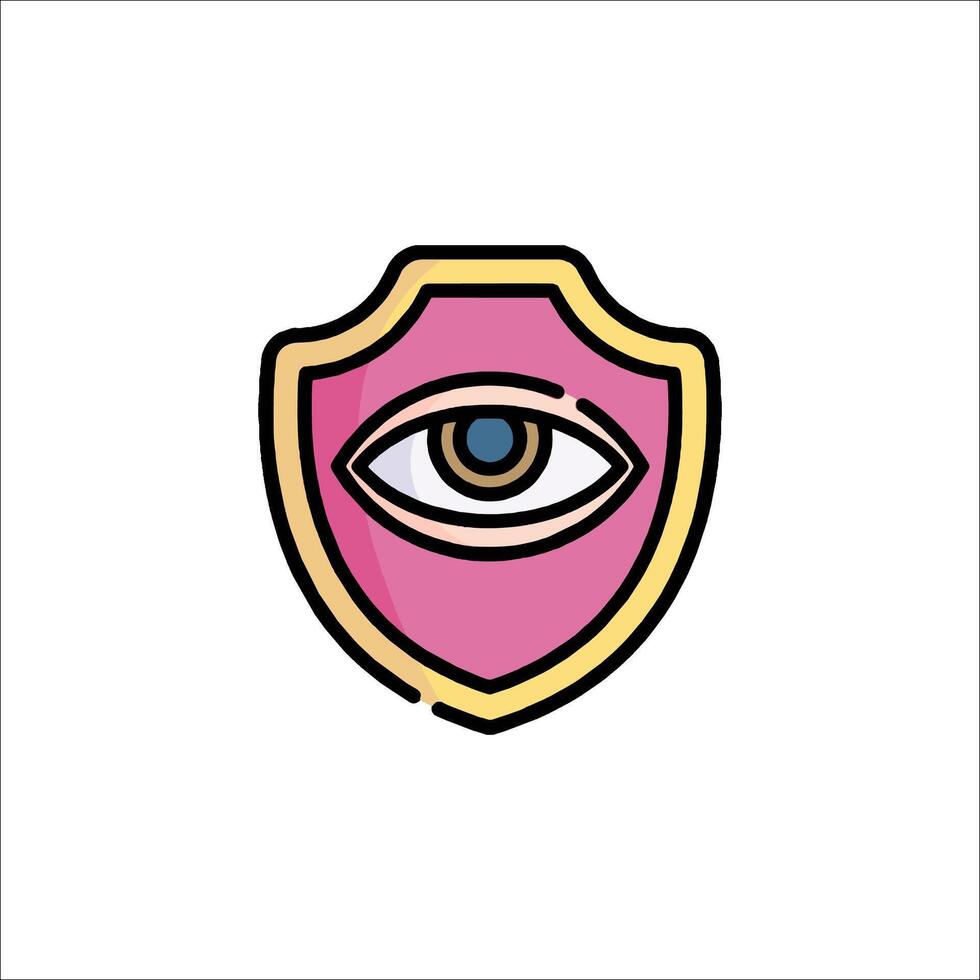 An eye icon on a pink shield vector