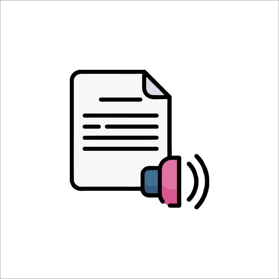 A document with a microphone icon vector