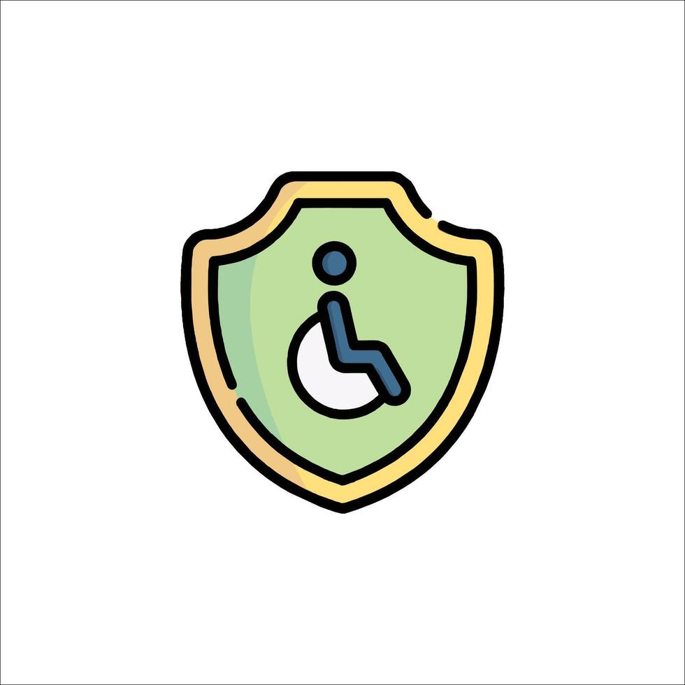 A shield with a wheelchair icon on it vector