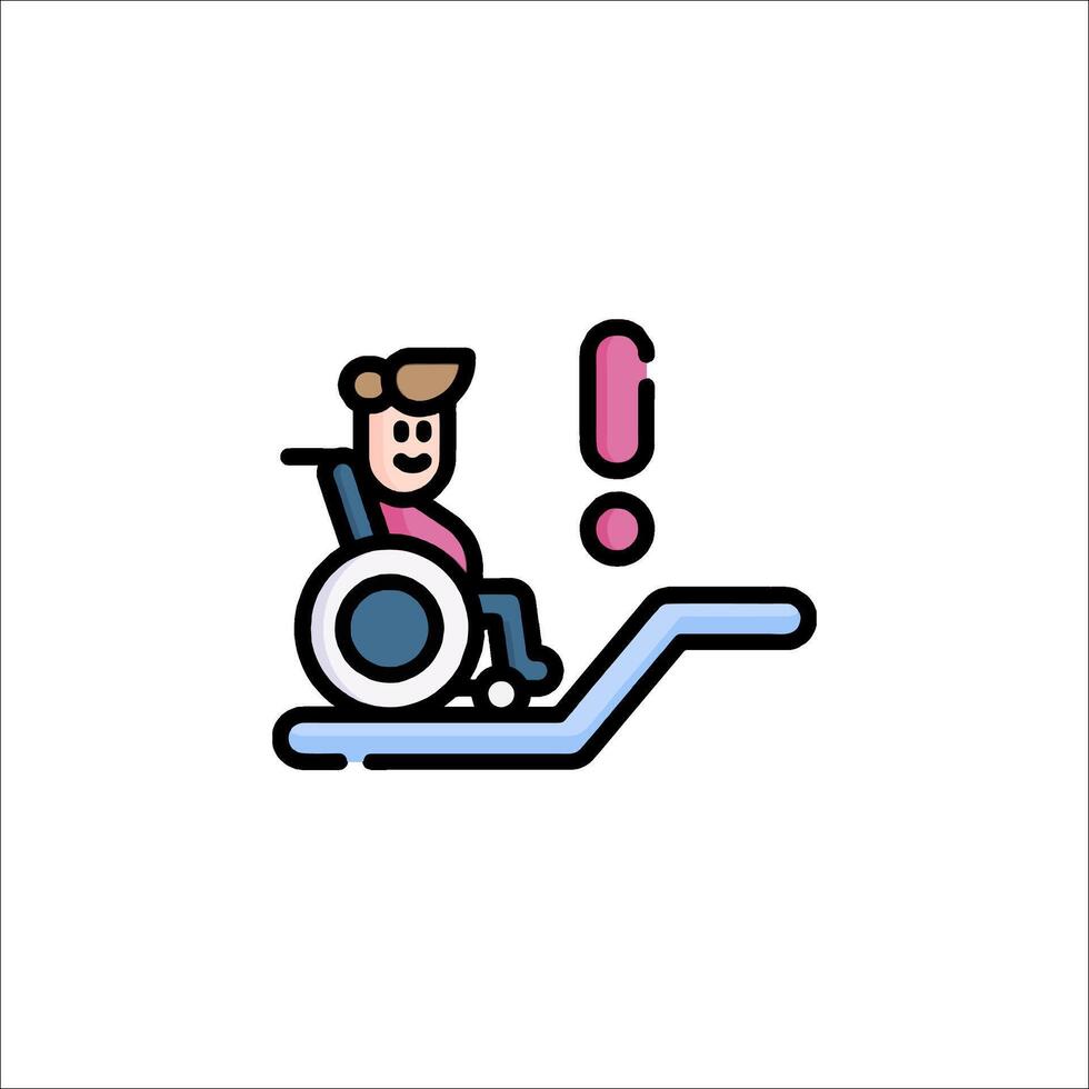A man in a wheelchair is sitting on a treadmill vector