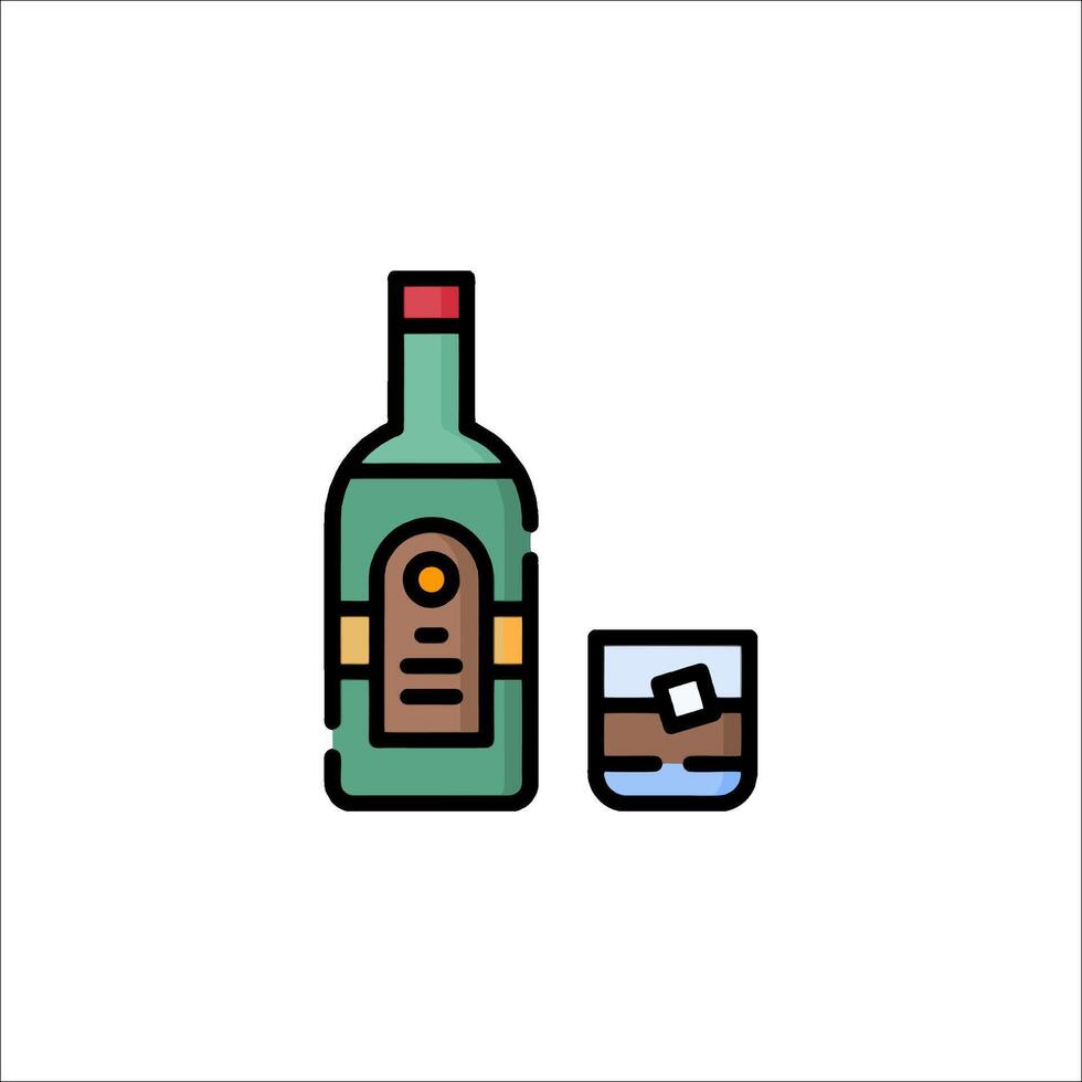 A bottle of whiskey and a glass of whiskey vector