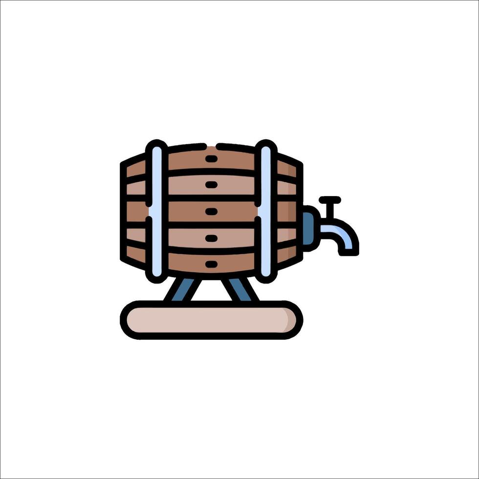 A wooden barrel with a tap on it vector