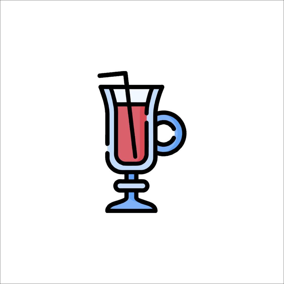 A drink in a glass with a straw vector