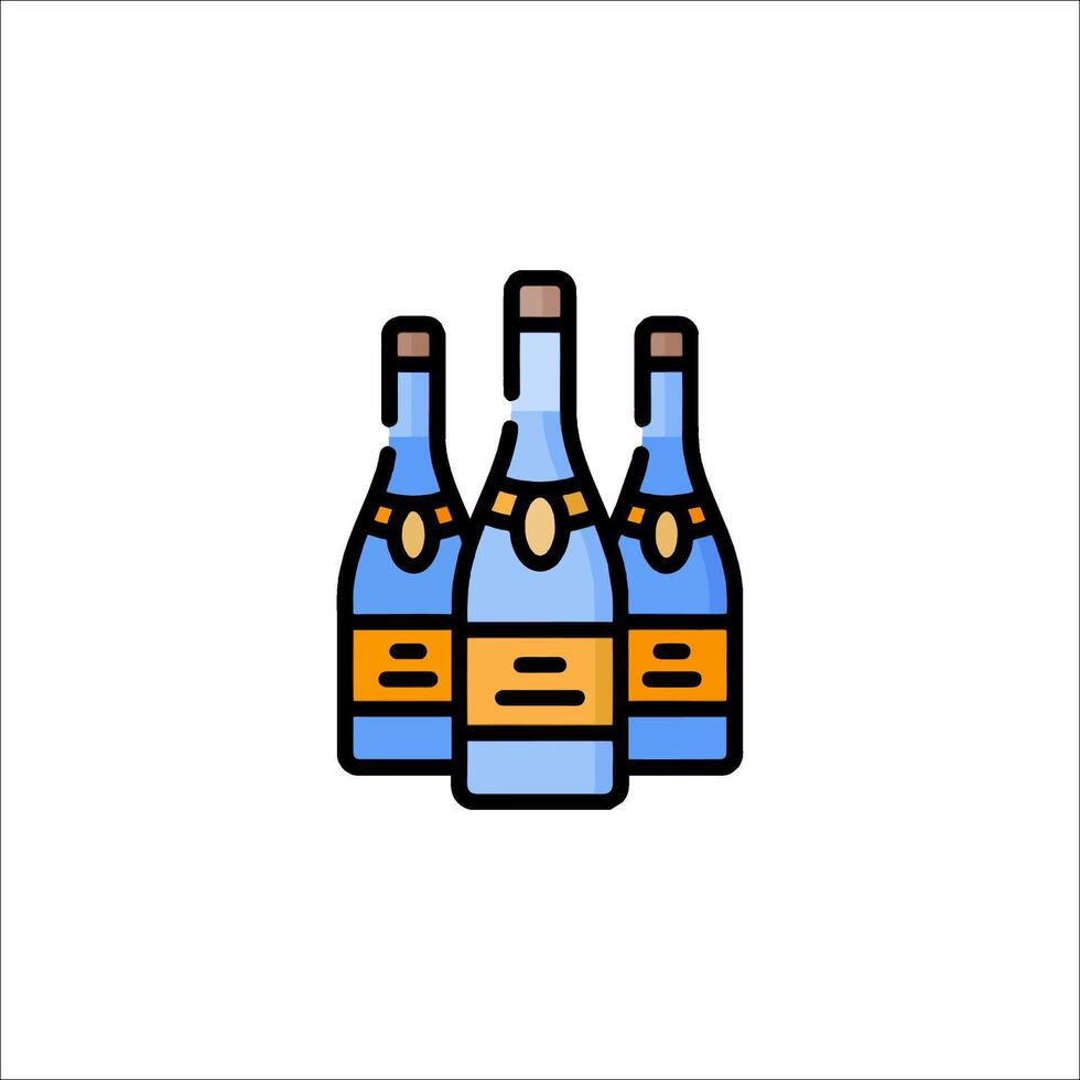 Three bottles of champagne on a white background vector