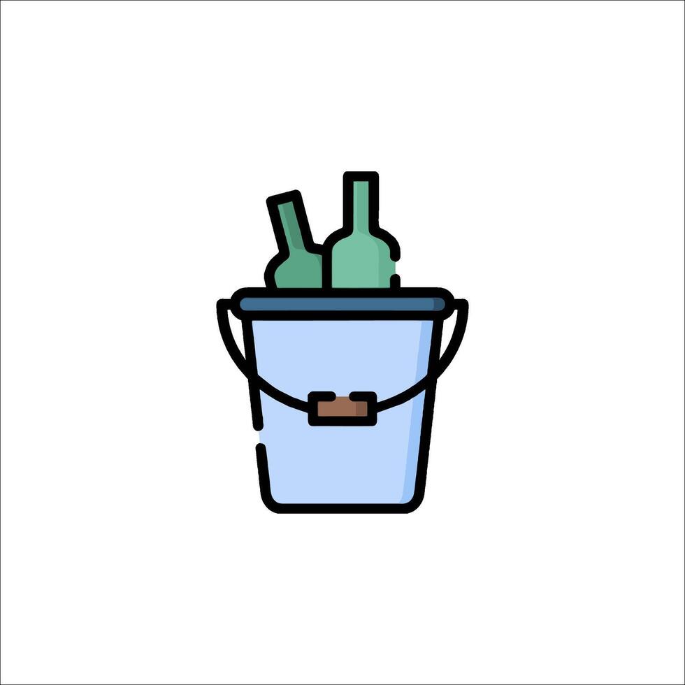 Bucket with bottles icon illustration vector