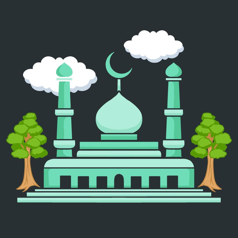 islamic mosque building cartoon illustrator vector