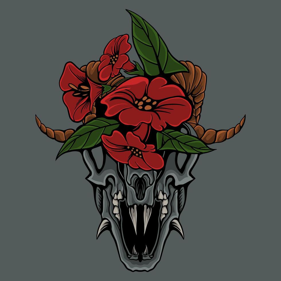 goat skull head illustration vector