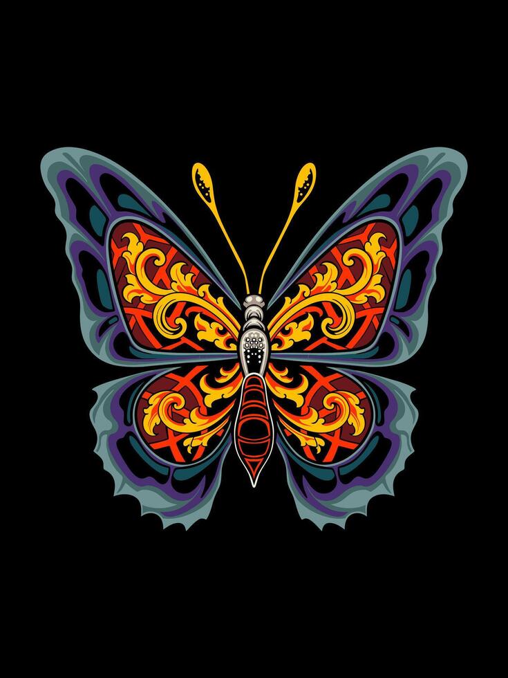 butterfly ornament illustration vector