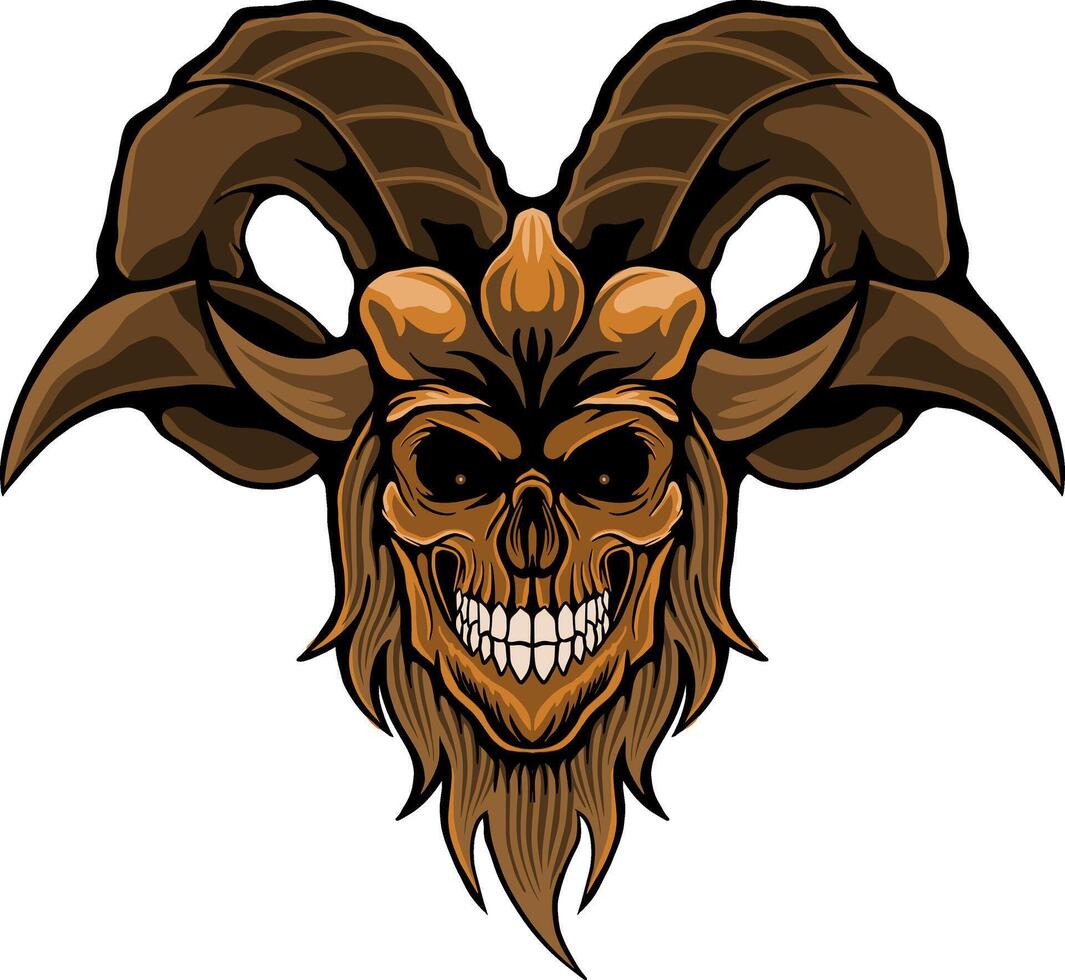 goat head skull devil vector