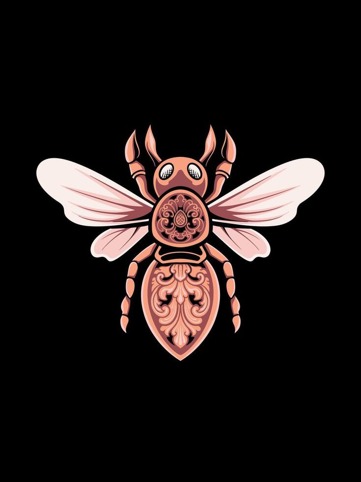 bee ornament illustration vector