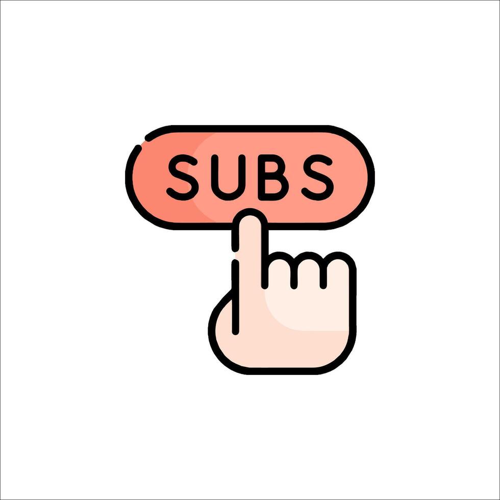 Subs button with finger pointing to it vector