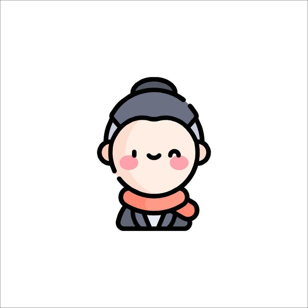 A cartoon character with a scarf on her head vector