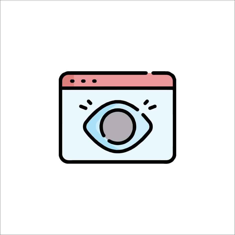 A computer monitor with an eye icon vector