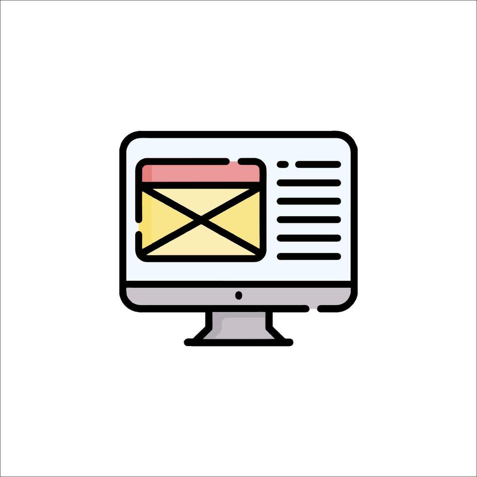 Email icon on a computer monitor vector