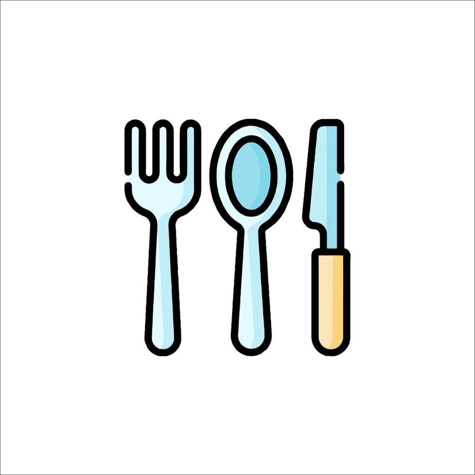 Fork, spoon, knife and fork icon illustration vector