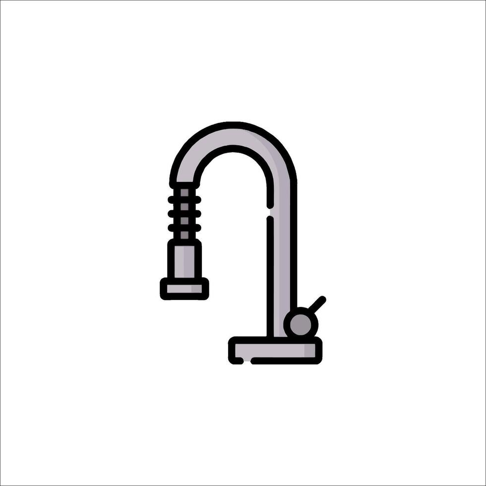 A black and white illustration of a faucet vector