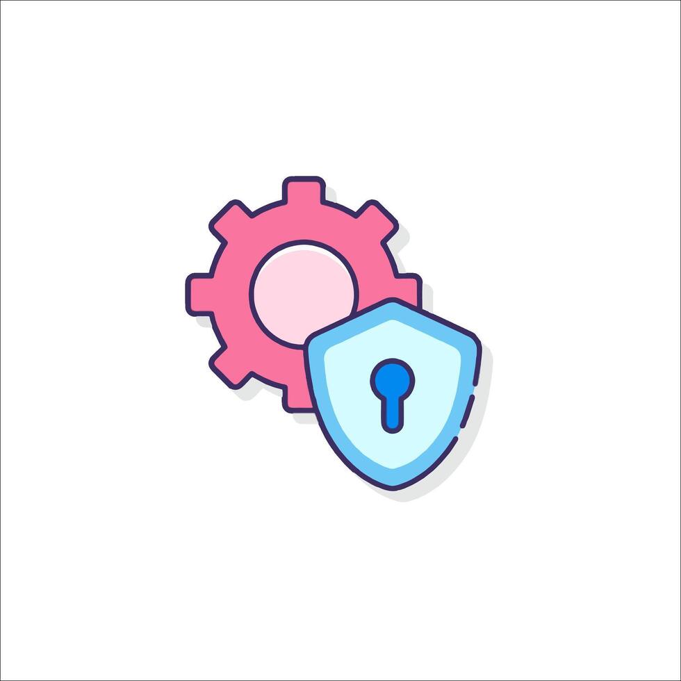 A gear and a shield icon vector