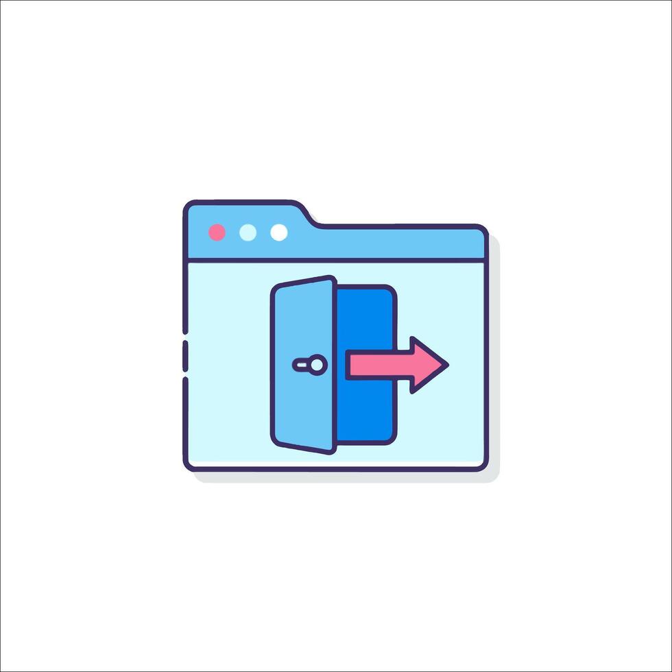 A file icon with a door and an arrow pointing to it vector