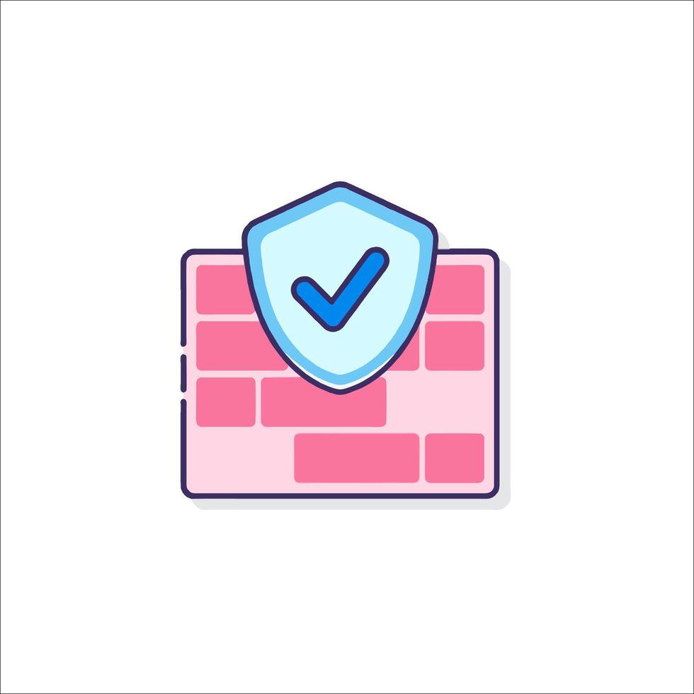 A pink and blue shield with a check mark on it vector